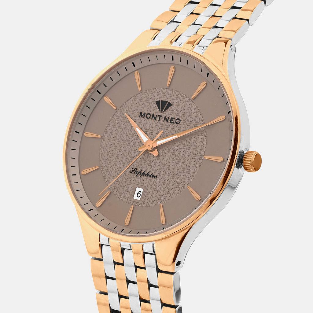Men Quartz Brown Dial Analog Stainless Steel Watch 8503E-M1315
