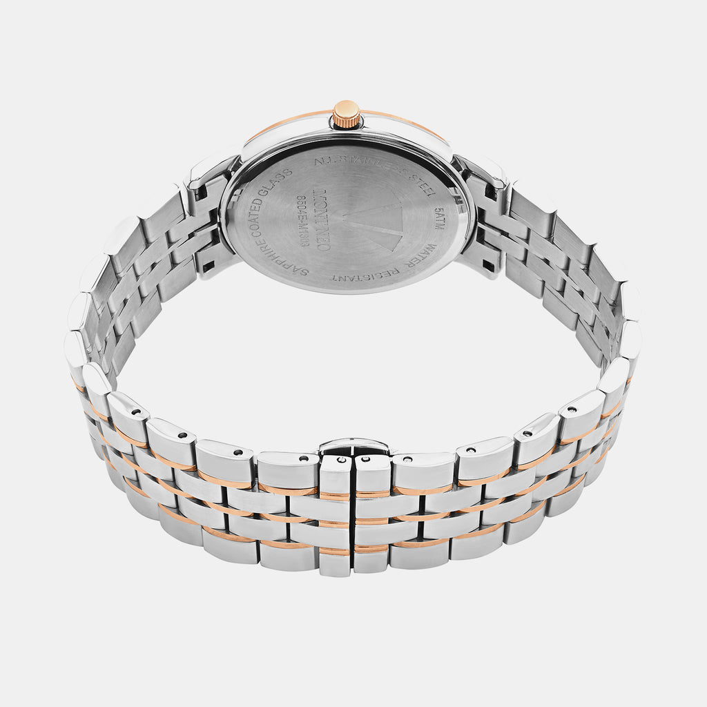 Men Quartz Silver Dial Analog Metal Watch 8504E-M1303