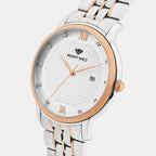 Men Quartz Silver Dial Analog Metal Watch 8504E-M1303