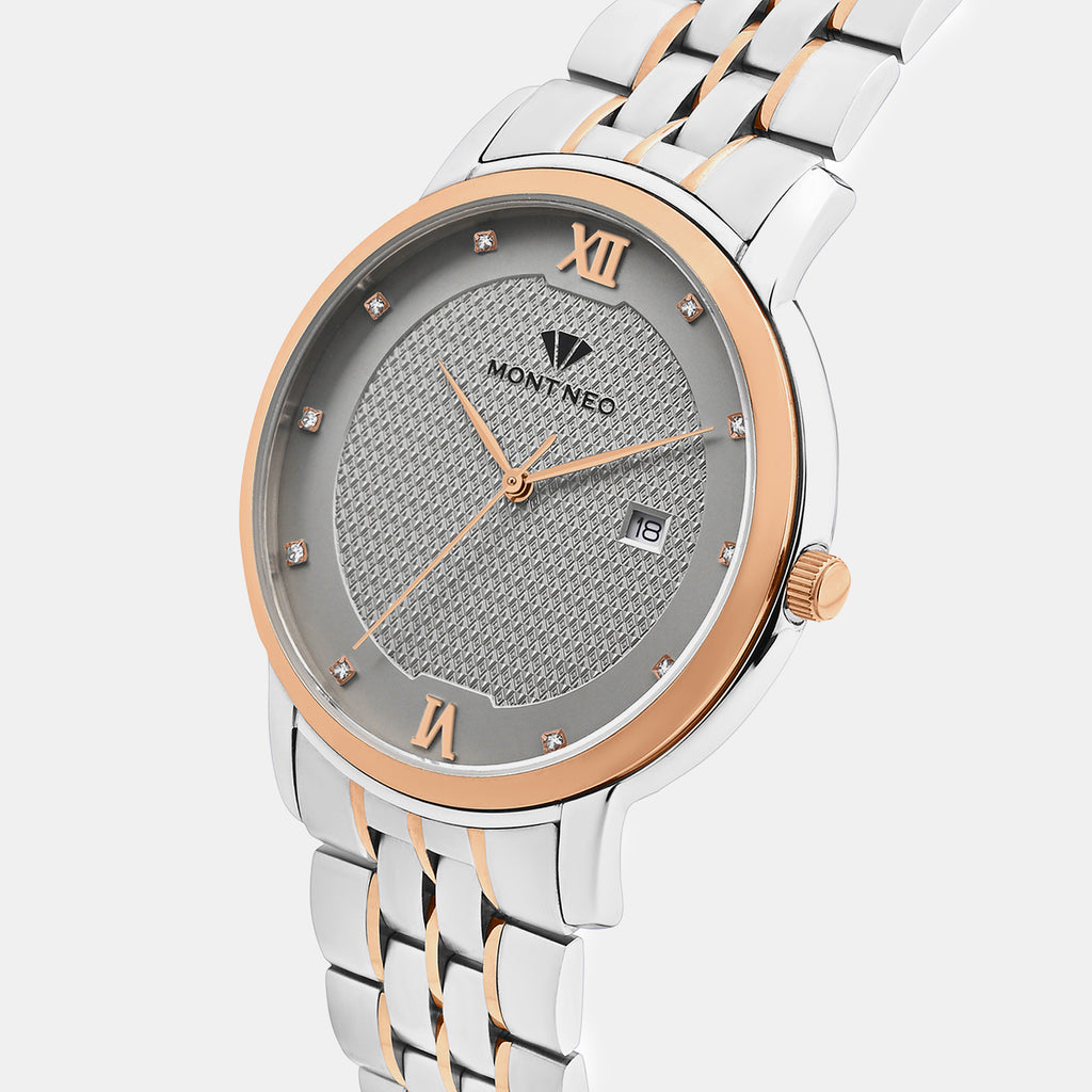 Men Quartz Grey Dial Analog Metal Watch 8504E-M1315