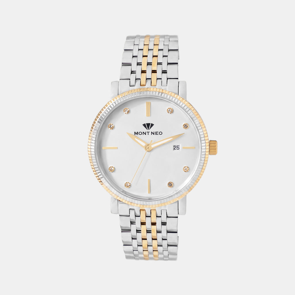 Men Quartz Silver Dial Analog Metal Watch 8506E-M1203