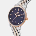 Men Quartz Blue Dial Analog Stainless Steel Watch 8506E-M1305