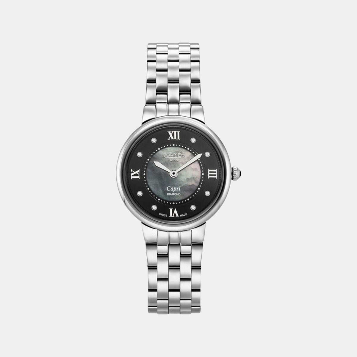 Capri Diamond Women Quartz Black Dial Analog Stainless Steel Watch 859845 41 59 50