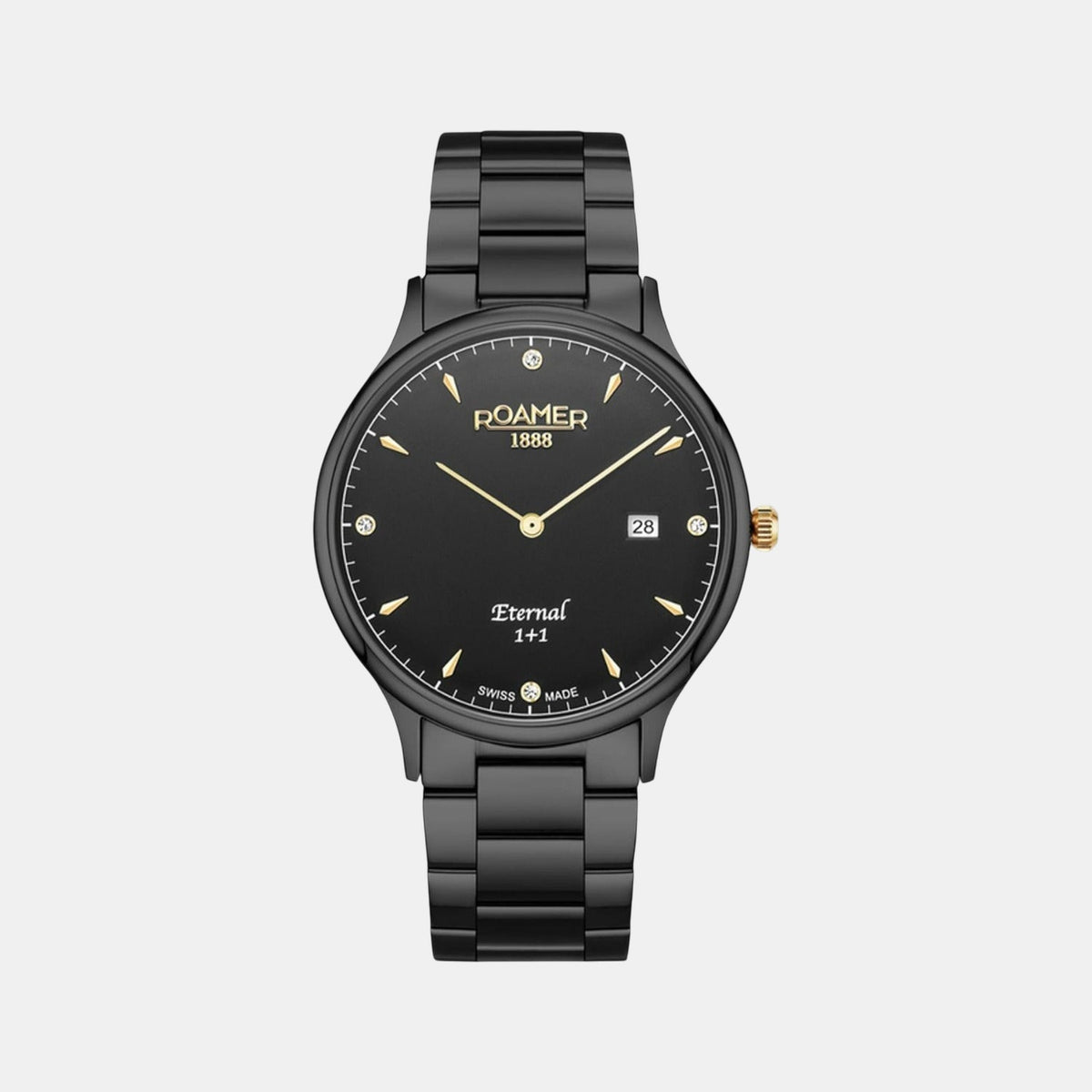 Eternal Men Quartz Black Dial Analog Stainless Steel Watch 863833 45 55 50