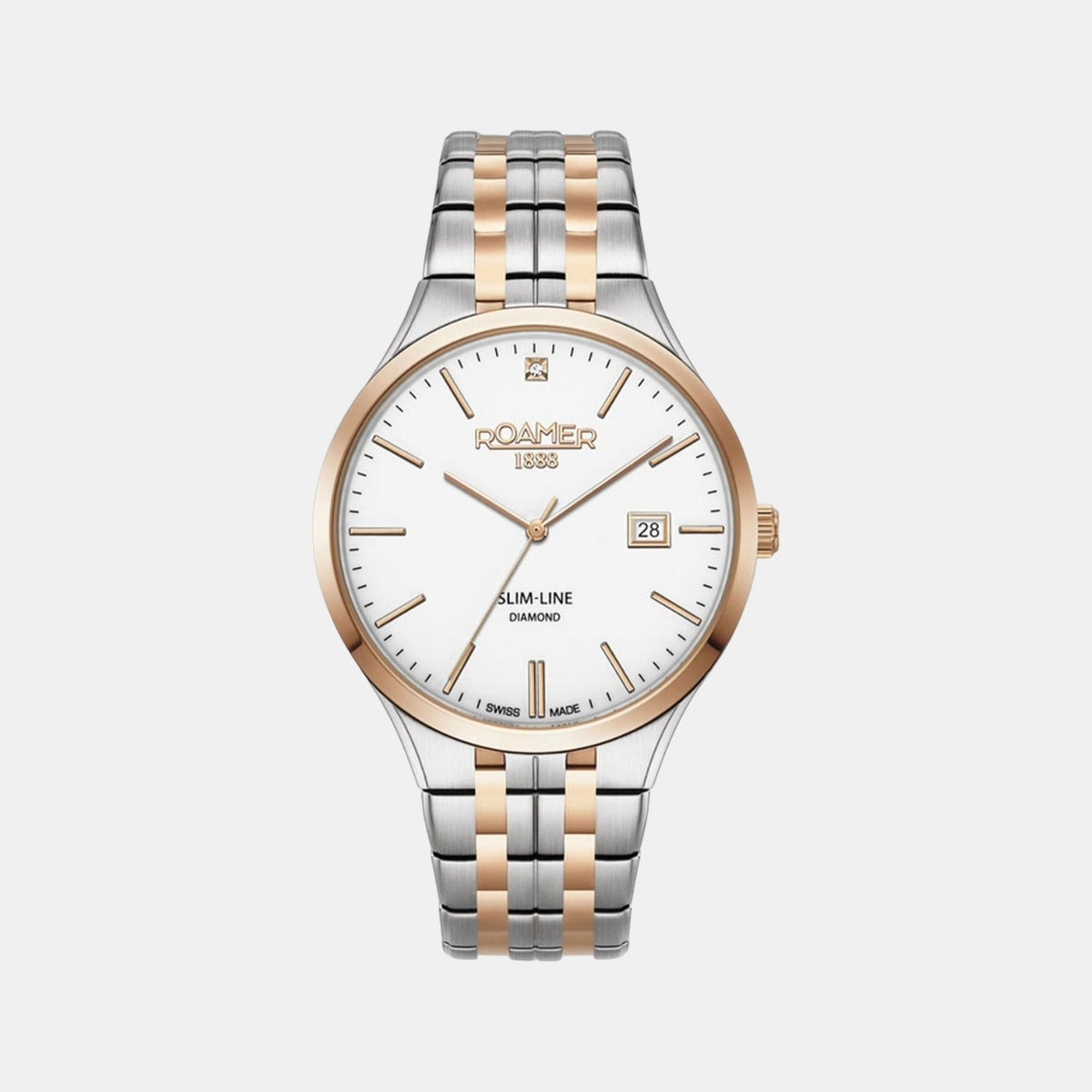 Slim-Line Men Quartz White Dial Analog Stainless Steel Watch 864833 49 25 50