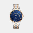 Slim-Line Men Quartz Blue Dial Analog Stainless Steel Watch 864833 49 45 50