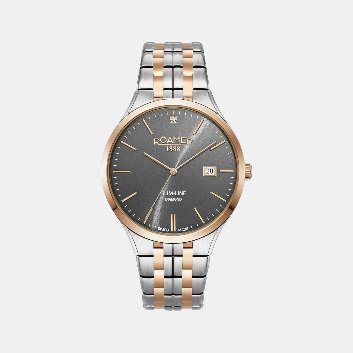 Slim-Line Men Quartz Grey Dial Analog Stainless Steel Watch 864833 49 55 50
