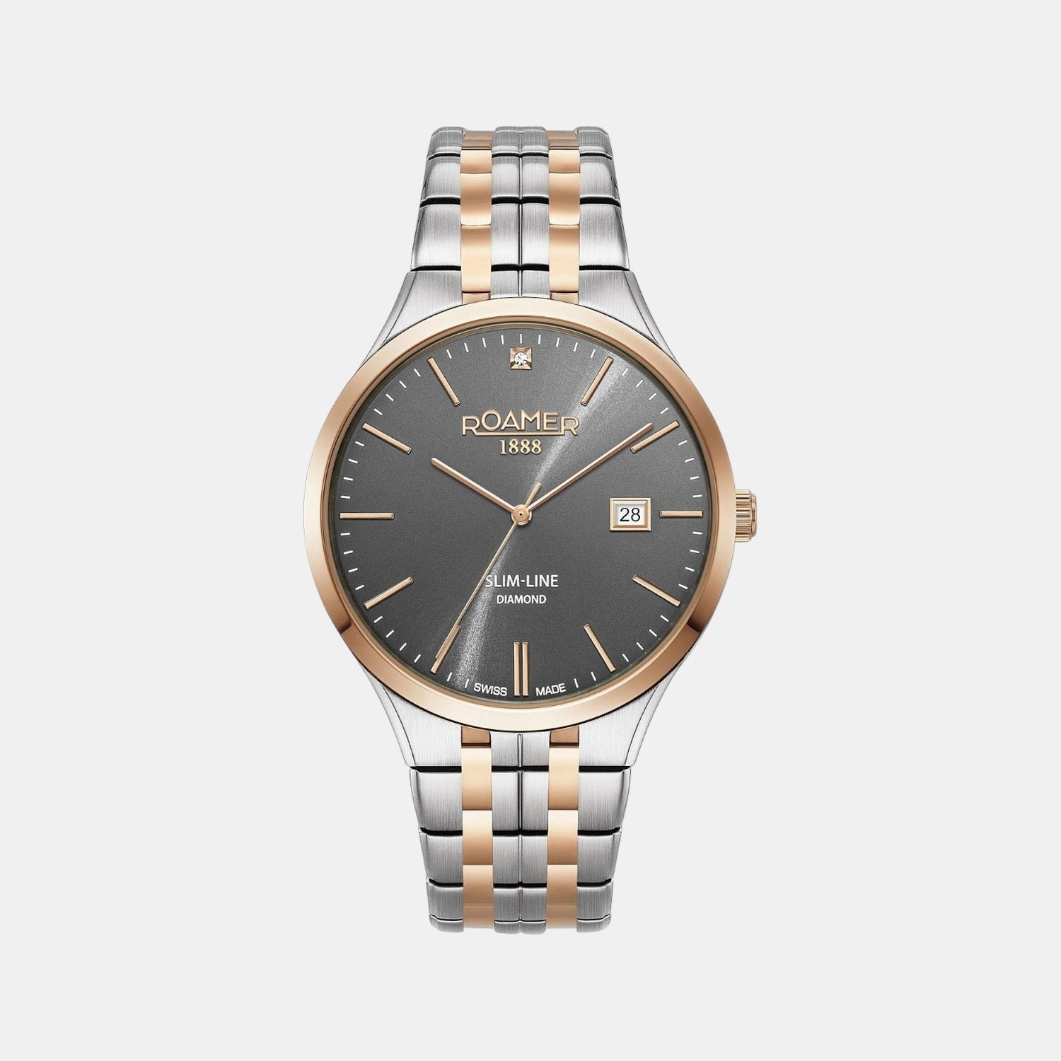 Slim-Line Men Quartz Grey Dial Analog Stainless Steel Watch 864833 49 55 50