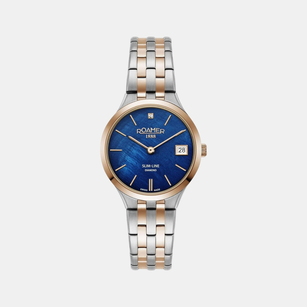 Slim-Line Women Quartz Mother Of Pearl Dial Analog Stainless Steel Watch 864857 49 40 50