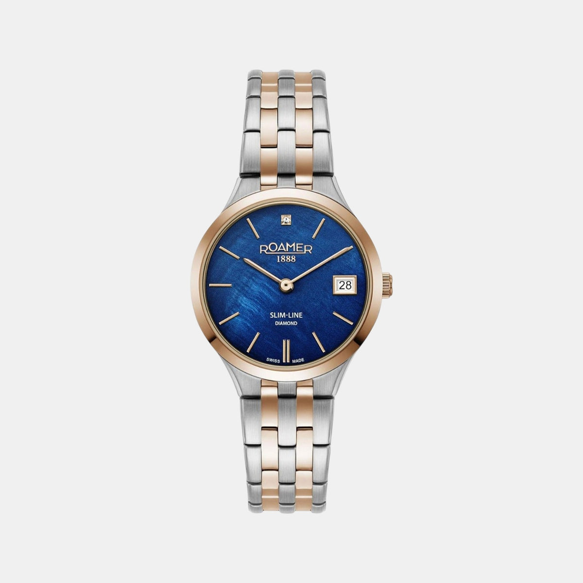 Slim-Line Women Quartz Blue Dial Analog Stainless Steel Watch 864857 49 40 50