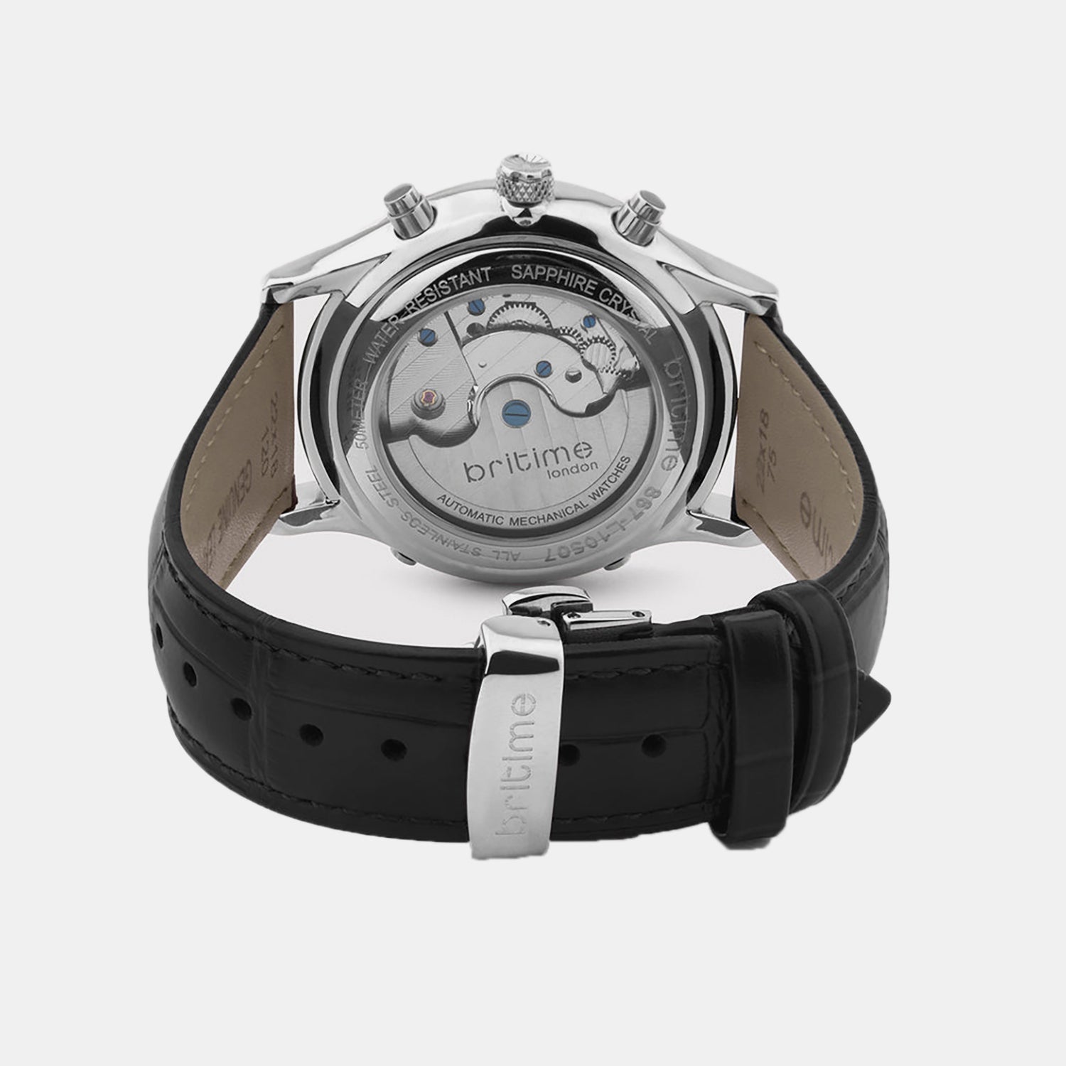 Celestial Men Automatic Silver Dial Chronograph Leather Watch 867-L10306