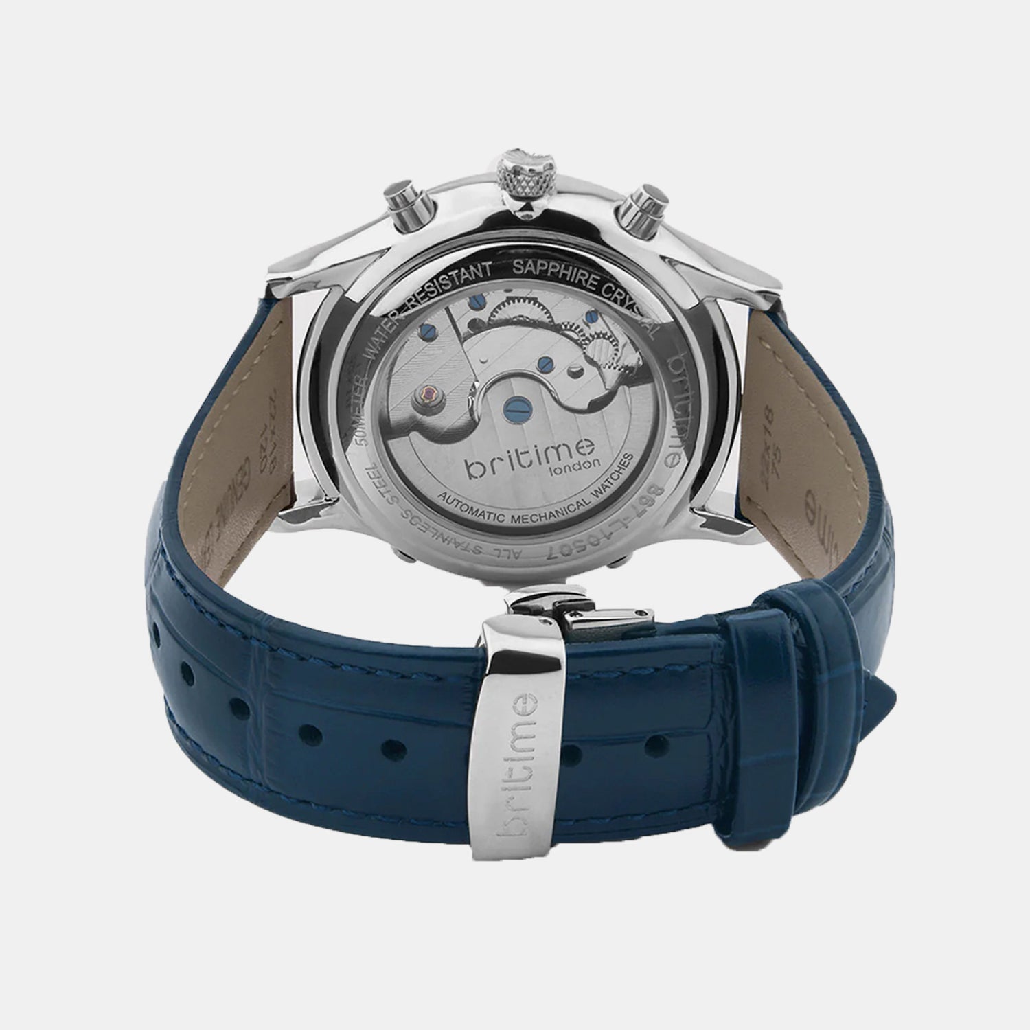 Celestial Men Automatic Blue Dial Chronograph Leather Watch 867-L10507