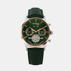 Men Automatic Green Dial Chronograph Leather Watch 867-L31412