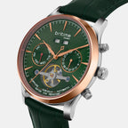 Men Automatic Green Dial Chronograph Leather Watch 867-L31412