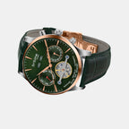 Men Automatic Green Dial Chronograph Leather Watch 867-L31412