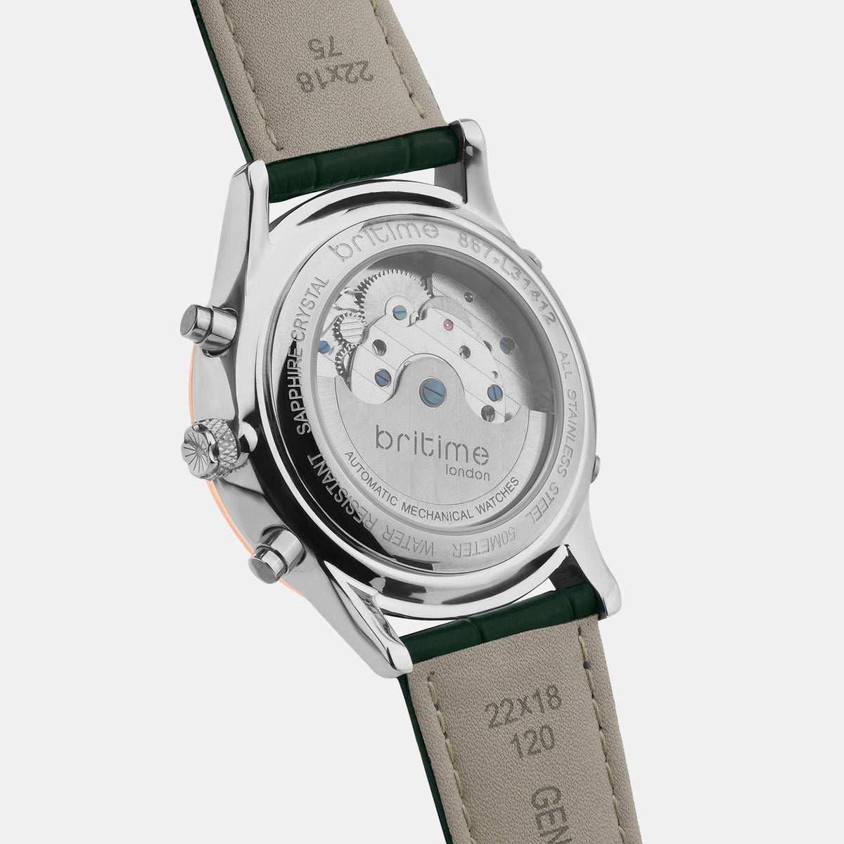 Men Automatic Green Dial Chronograph Leather Watch 867-L31412