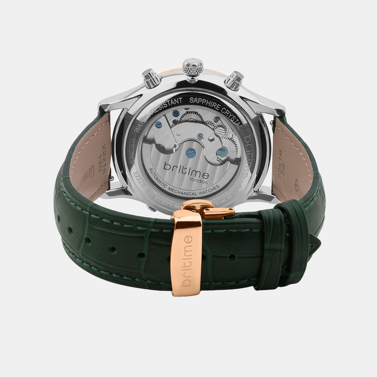 Men Automatic Green Dial Chronograph Leather Watch 867-L31412