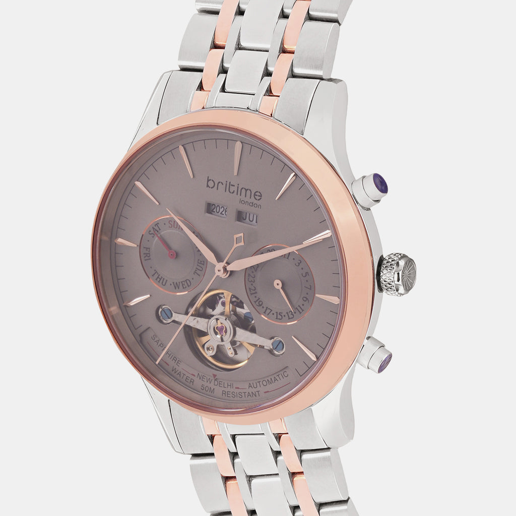 Men Automatic Grey Dial Multi-Function Metal Watch 867-L31505