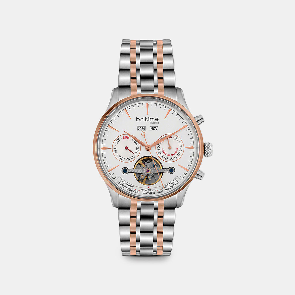 Celestial Men Automatic White Dial Chronograph Metal Watch 867-M30305