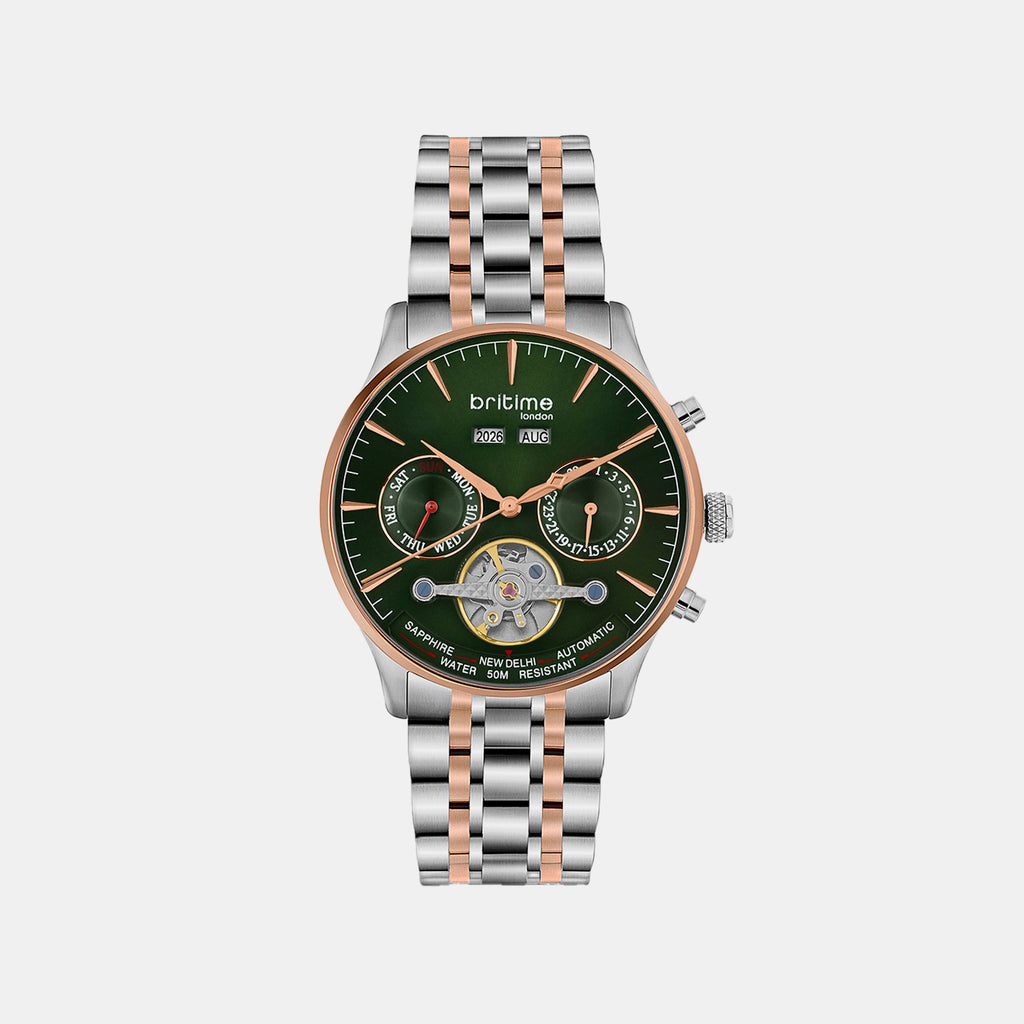 Men Automatic Green Dial Chronograph Metal Watch 867-M31401