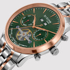 Men Automatic Green Dial Chronograph Metal Watch 867-M31401