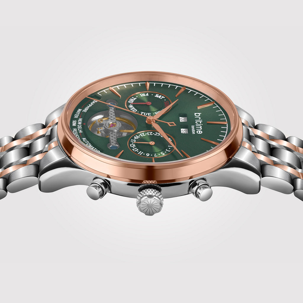 Men Automatic Green Dial Chronograph Metal Watch 867-M31401