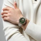 Men Automatic Green Dial Chronograph Metal Watch 867-M31401