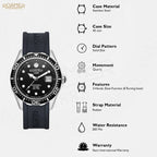 Rockshell Mark Iii Scuba Men Quartz Black Dial Analog Rubber Watch 867833 41 85 02