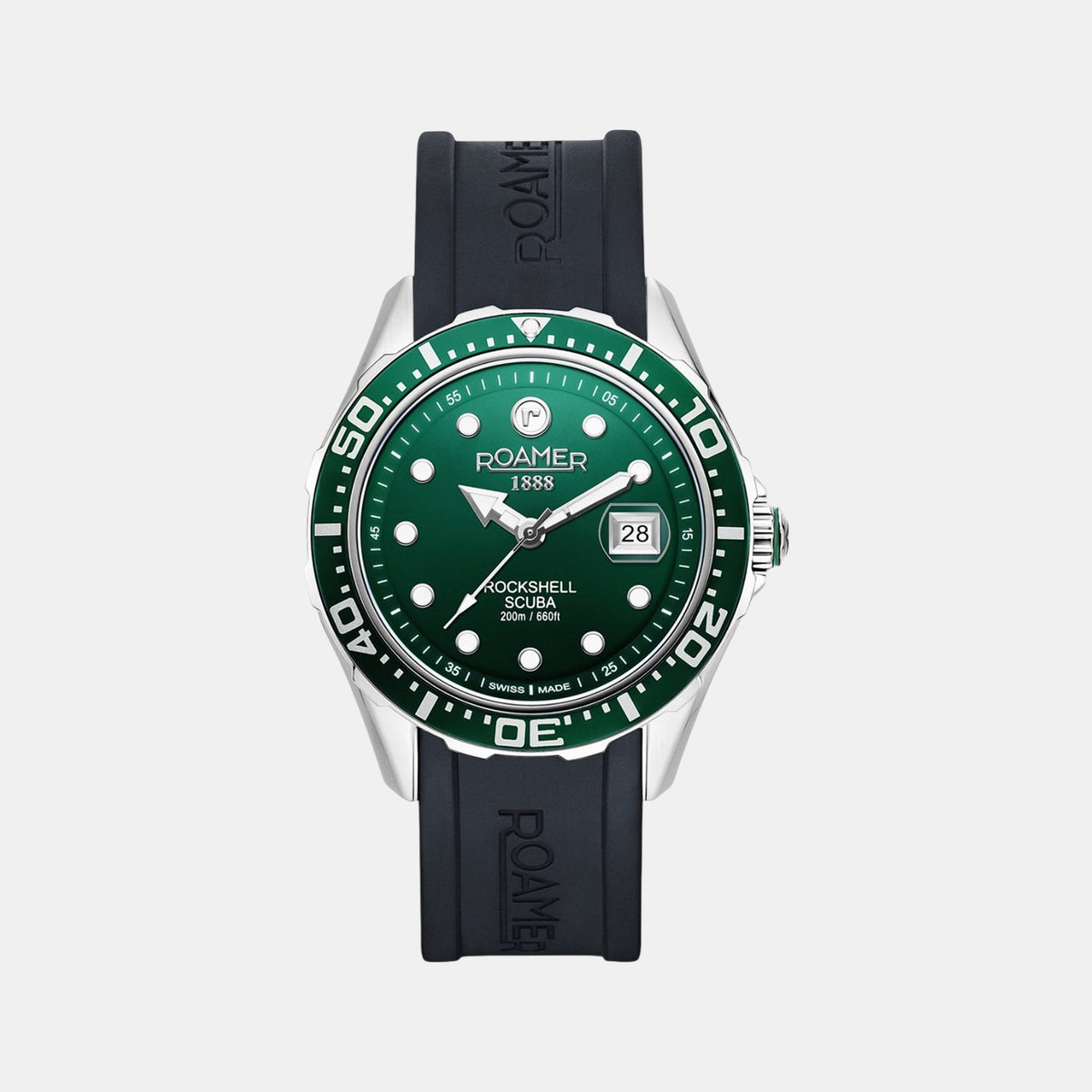 Rockshell Mark III Scuba Men Quartz Green Dial Analog Silicone Watch 867833 41 75 02
