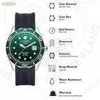 Rockshell Mark III Scuba Men Quartz Green Dial Analog Silicone Watch 867833 41 75 02