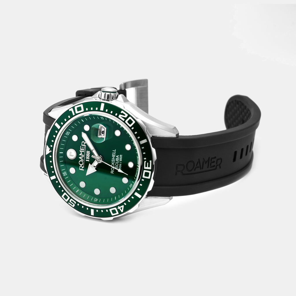 Rockshell Mark III Scuba Men Quartz Green Dial Analog Silicone Watch 867833 41 75 02