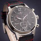 Seasport Men Quartz Black Dial Chronograph Leather Watch 87461.42.45