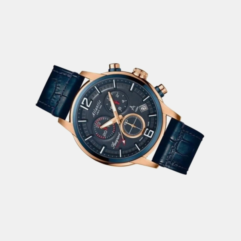 Men Quartz Blue Dial Chronograph Leather Watch 87461.44.55