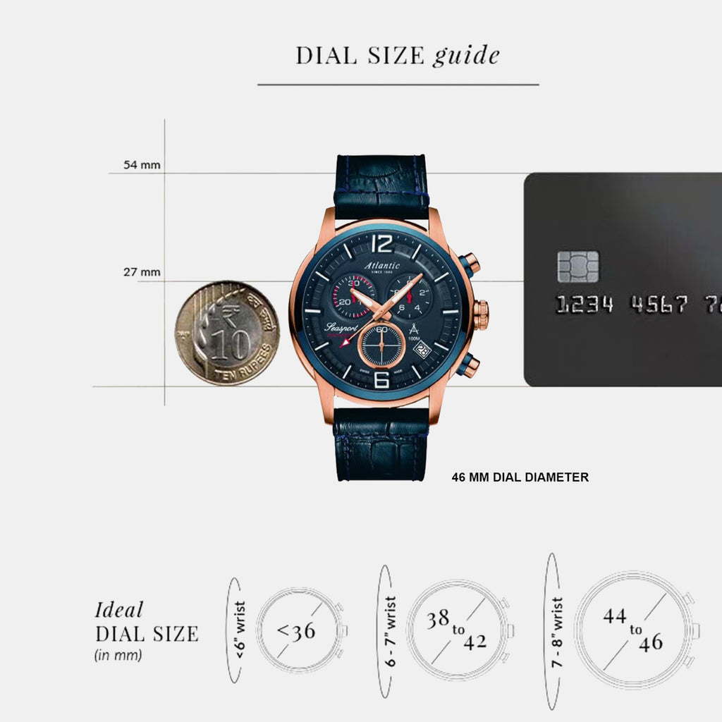Men Quartz Blue Dial Chronograph Leather Watch 87461.44.55