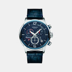 Men Quartz Blue Dial Chronograph Leather Watch 87461.47.55