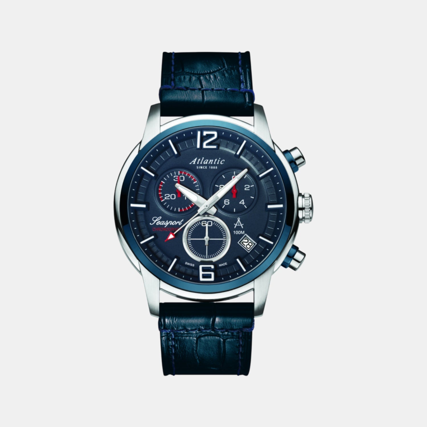 Men Quartz Blue Dial Chronograph Leather Watch 87461.47.55