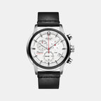 Men Quartz White Dial Chronograph Leather Watch 87461.42.21