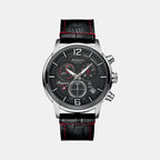Seasport Men Quartz Black Dial Chronograph Leather Watch 87461.42.45