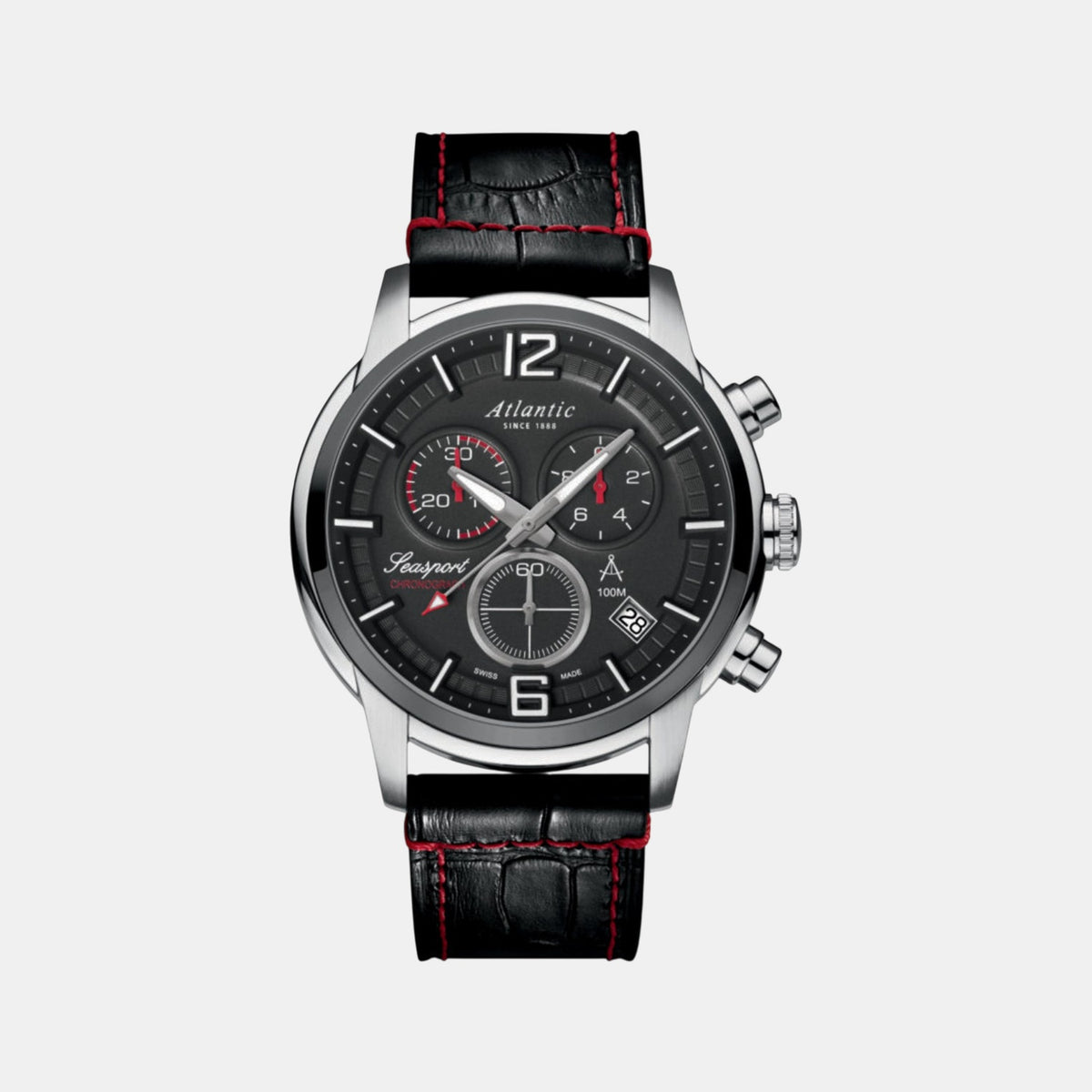 Seasport Men Quartz Black Dial Analog Leather Watch 87461.42.45