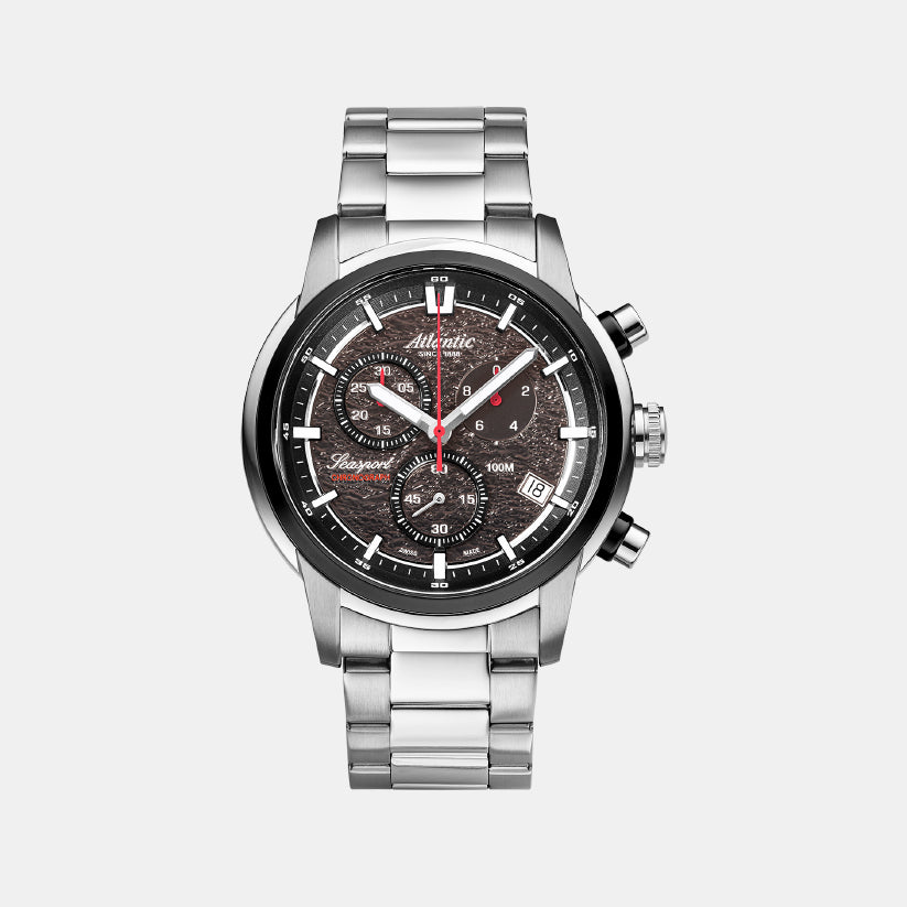 Atlantic Men Quartz Anthracite Dial Chronograph Stainless Steel Watch 87466.42.41-1