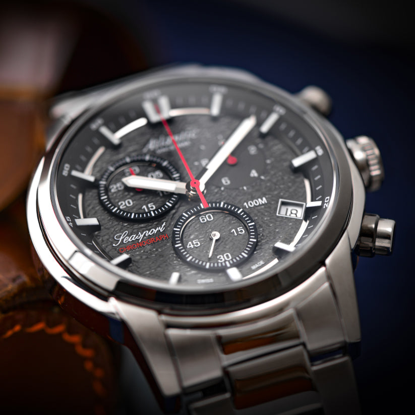 Atlantic Men Quartz Anthracite Dial Chronograph Stainless Steel Watch 87466.42.41-3