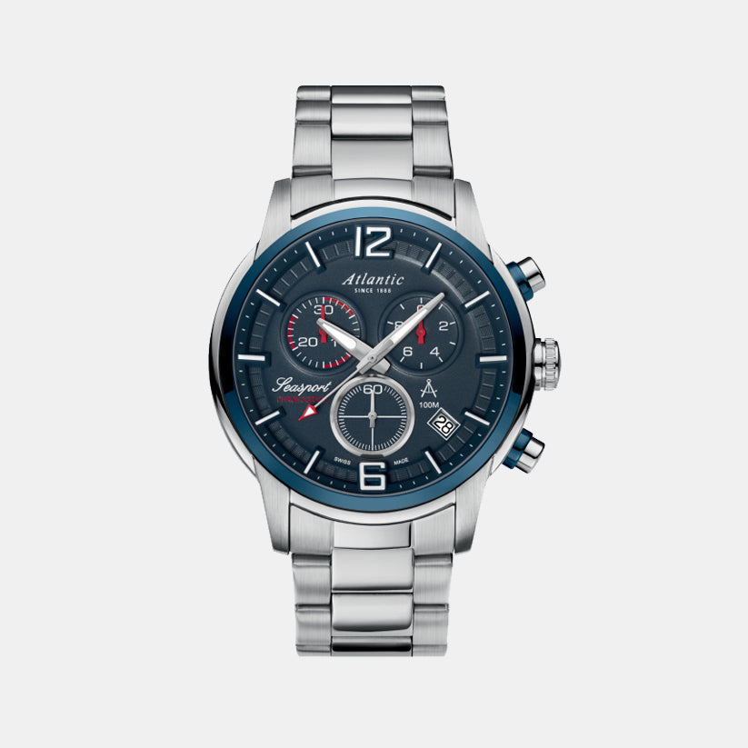 Atlantic Men Quartz Blue Dial Chronograph Stainless Steel Watch 87466.47.55-1