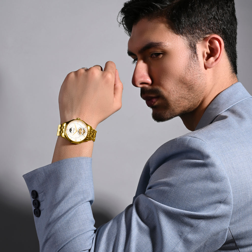 Men Automatic Silver Dial Analog Stainless Steel Watch 479-M20202