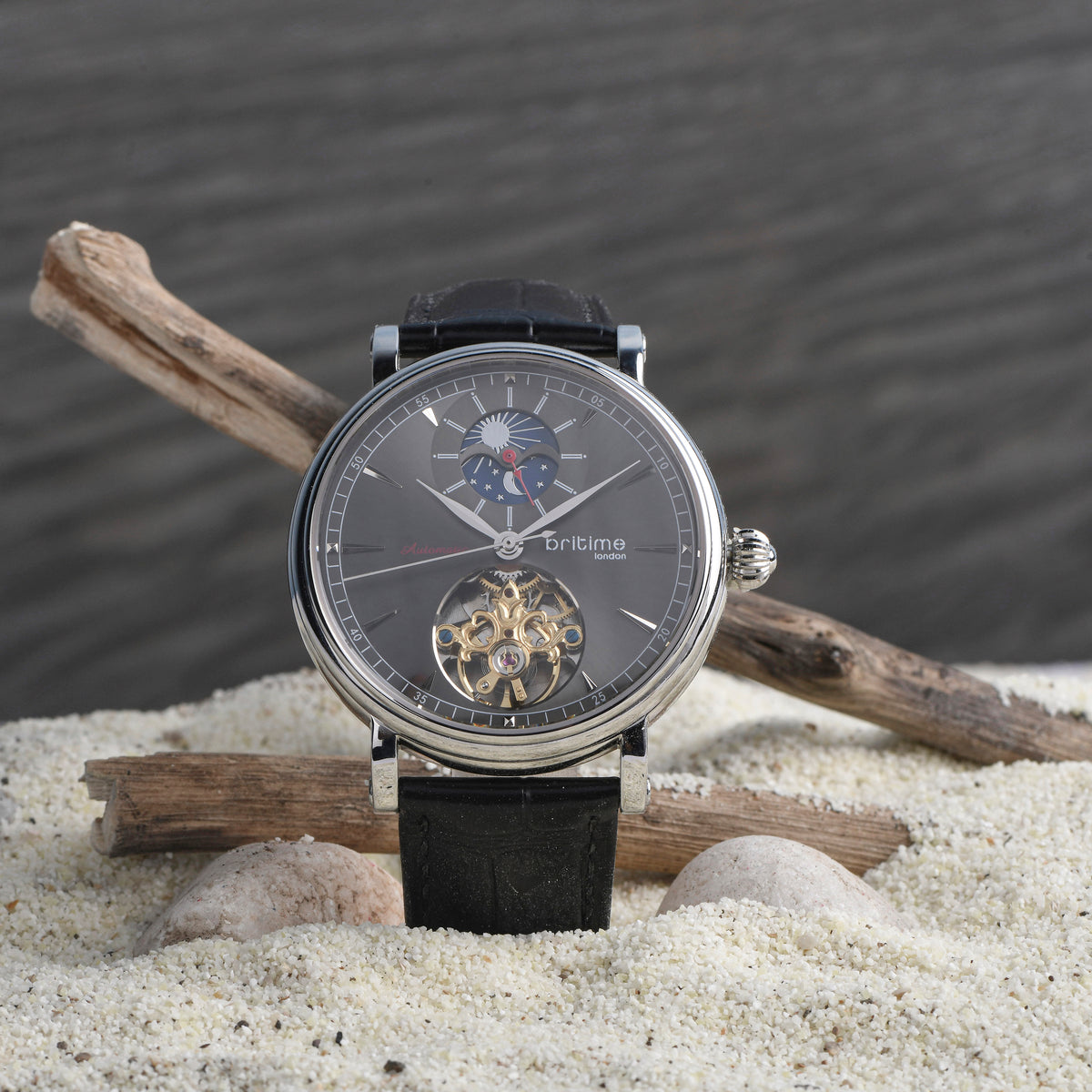 Jupiter Men Automatic Grey Dial Analog Leather Watch 127-L10406