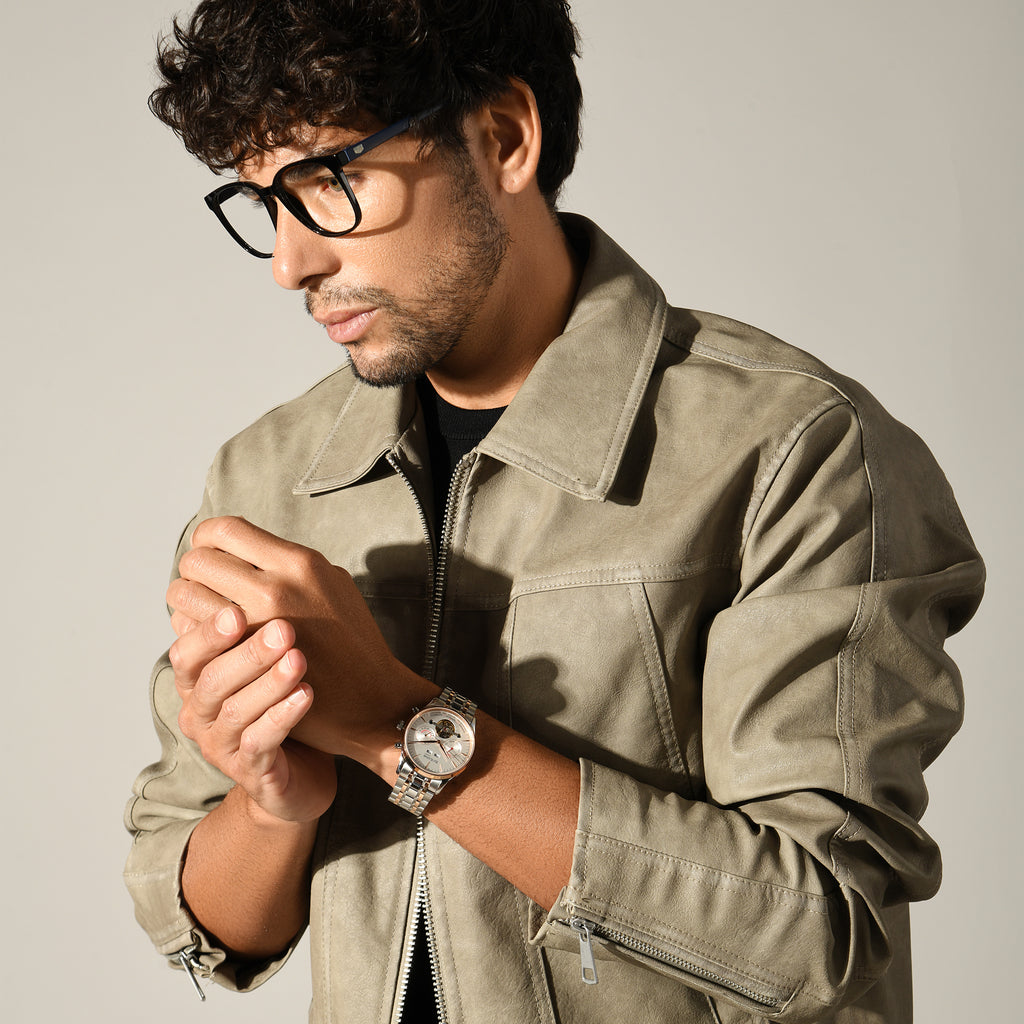 Celestial Men Automatic Silver Dial Chronograph Metal Watch 867-M30305