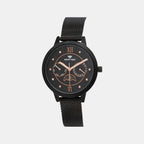 Women Quartz Black Dial Multi-Function Stainless Steel Watch 9003M-B4404