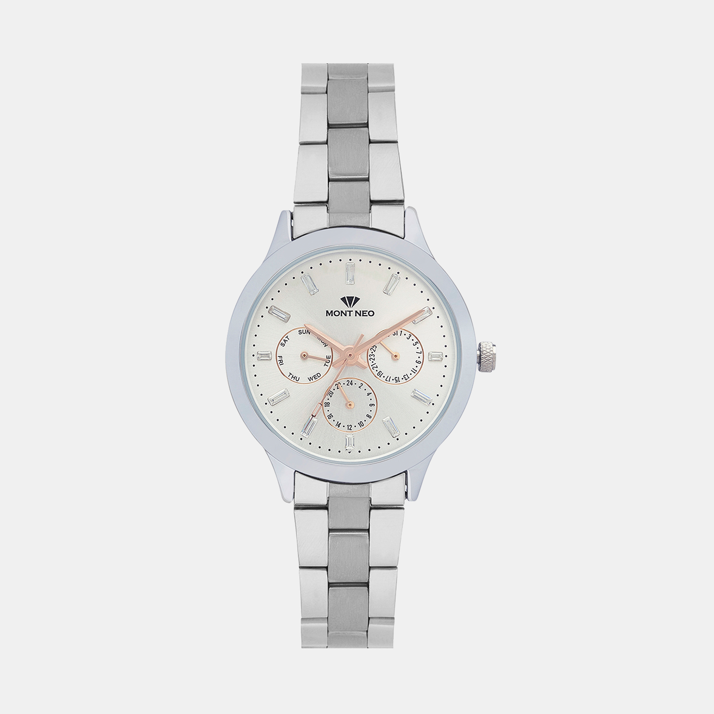 Women Quartz Silver Dial Chronograph Metal Watch 9009M-M1103