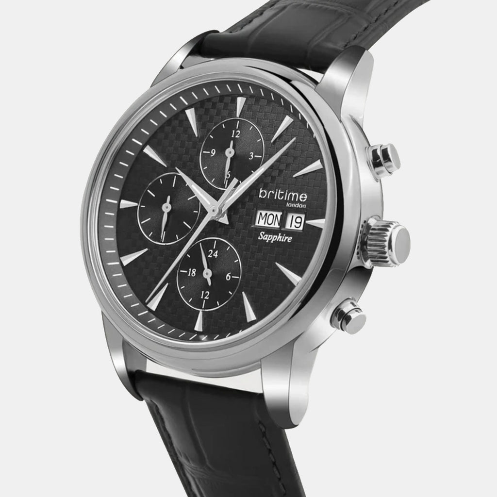 Men Automatic Black Dial Analog Leather Watch 928-L10406