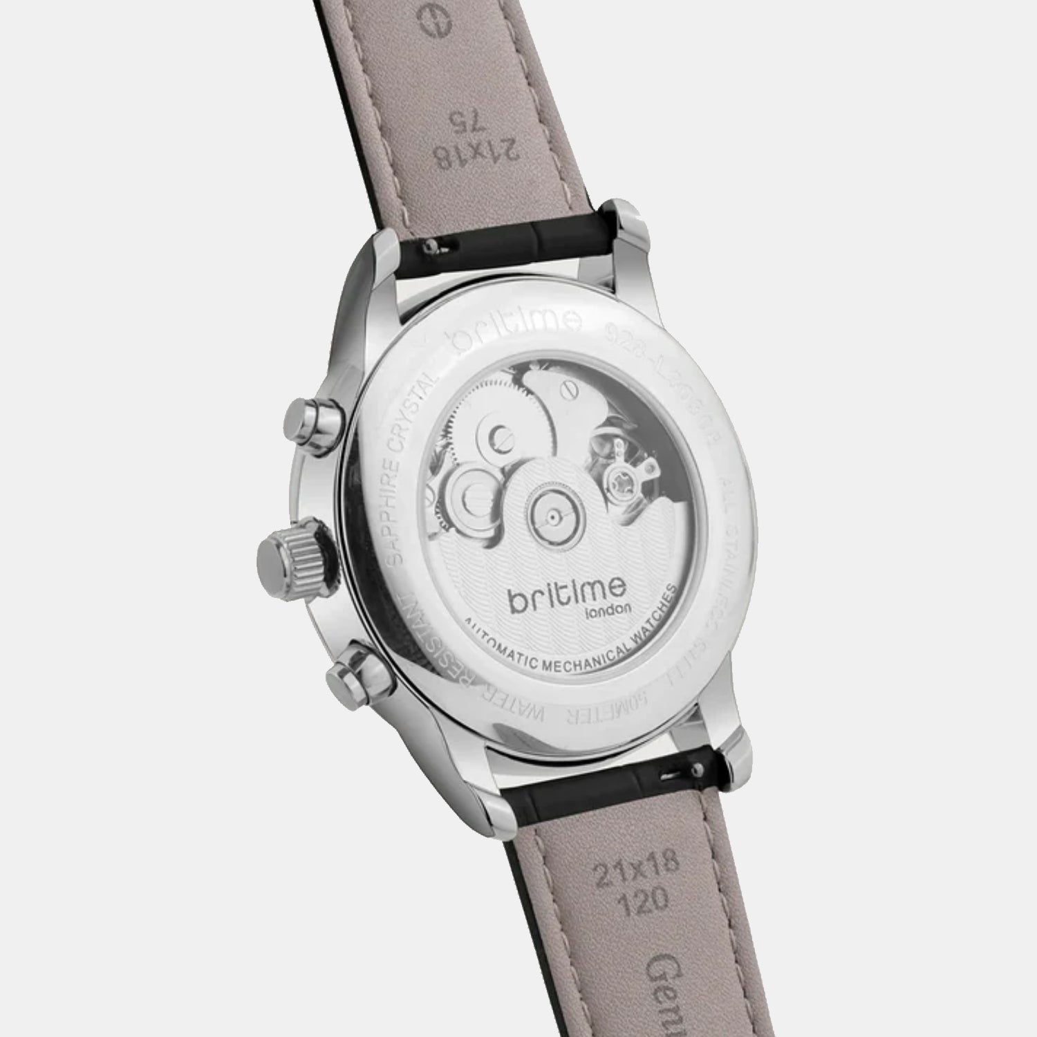 Men Automatic Black Dial Analog Leather Watch 928-L10406