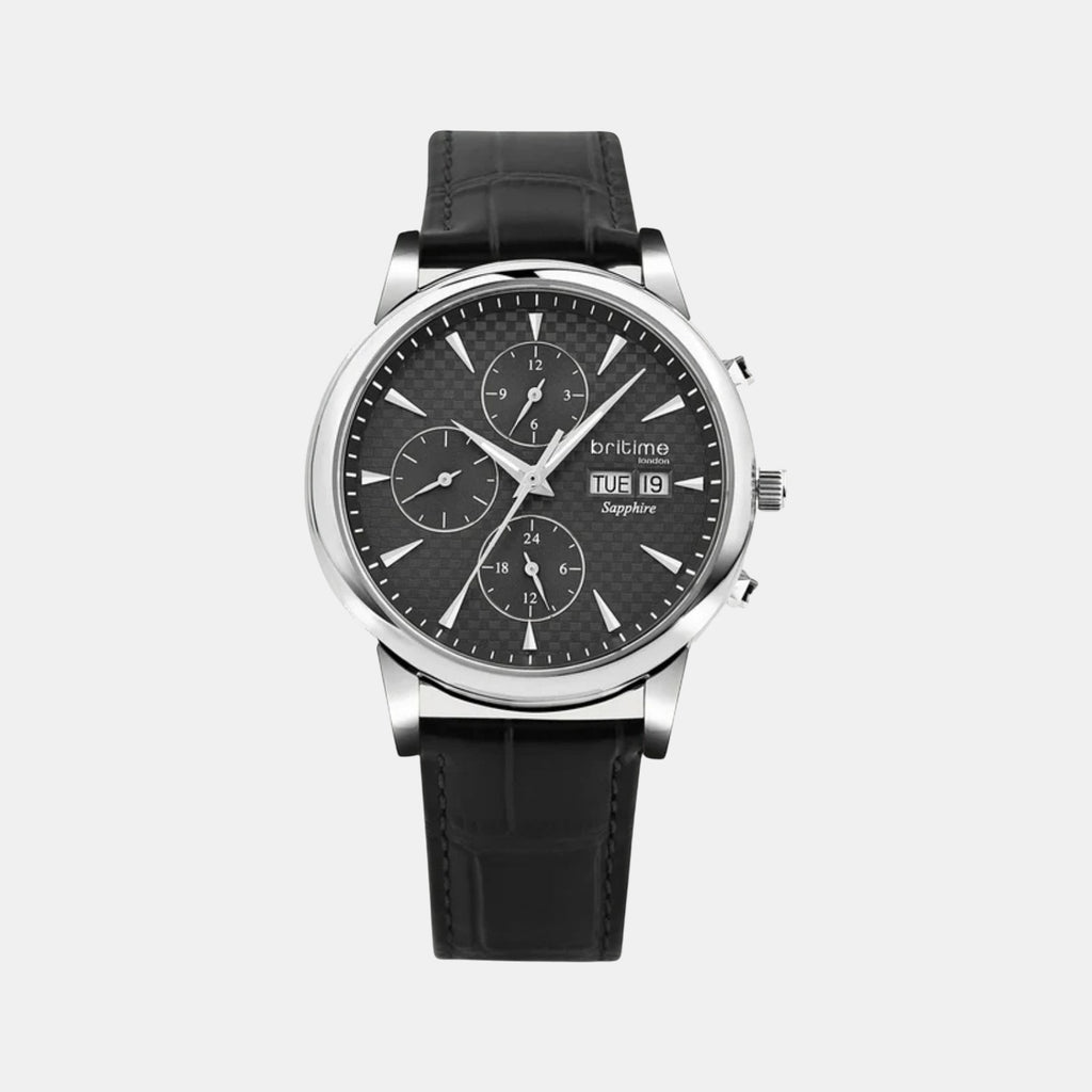 Men Automatic Black Dial Analog Leather Watch 928-L10406